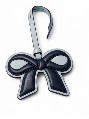 Kate Spade “Bow” Leather Luggage Purse Tag - Light Blue and Navy. Authentic